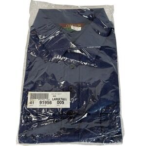 Oakton Limited Mens Large Tall Navy Blue Short Sleeve Button Up Shirt New 5454